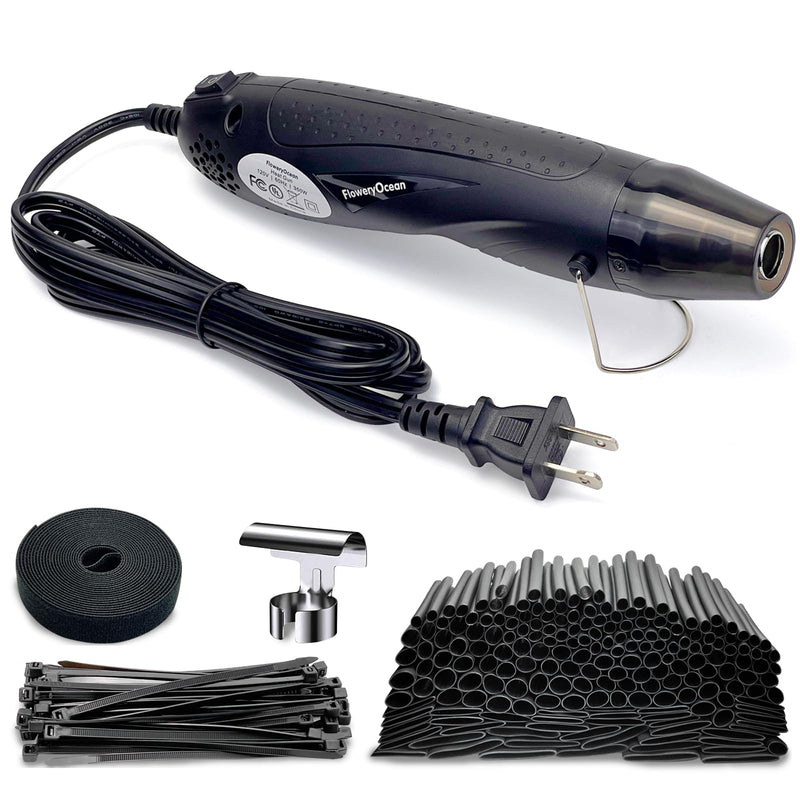 Heat Shrink Tubing Kit-350W Mini Heat Gun+4:1 Ratio Adhesive Lined,Marine Grade Shrink Tubes 195 PCS+Reflector Nozzle+Self Adhesive & Fastening Cable Ties - Wrapping Shrink Tube,Wire,Cable Mini Heat Gun + Heat Shrink Tubing Kit 350-black 1 - NewNest Australia