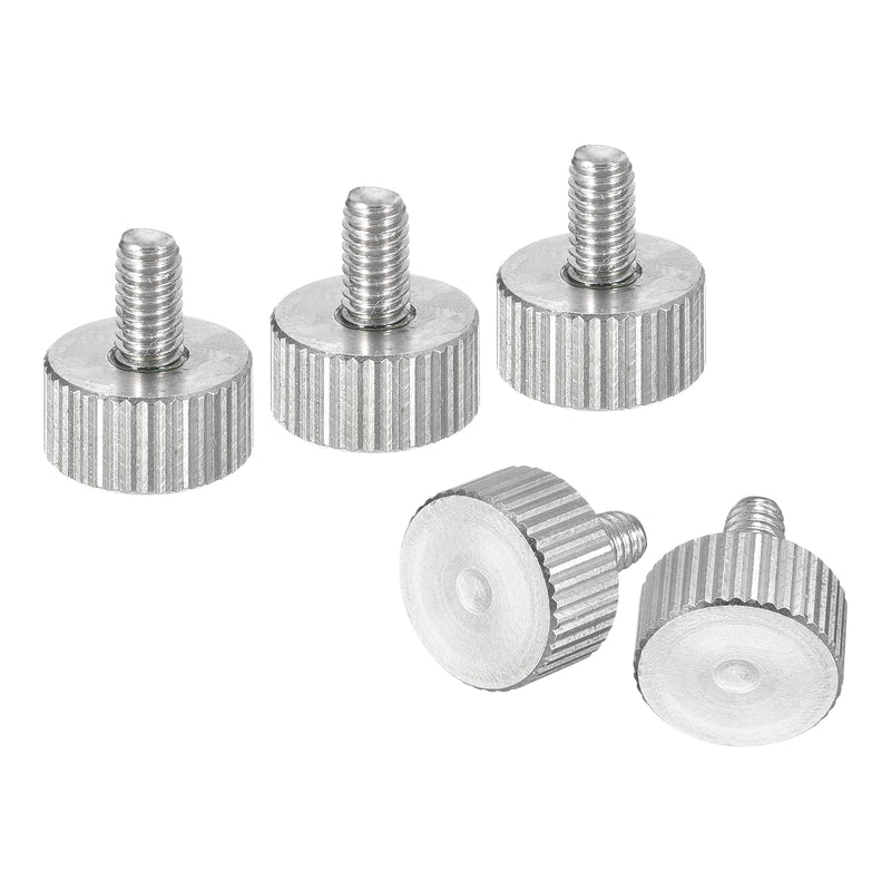 uxcell M4x8mm Knurled Thumb Screws, 5pcs 304 Stainless Steel Flat Knurled Head Fully Threaded Thumb Screws Bolts Grip Knobs Fasteners