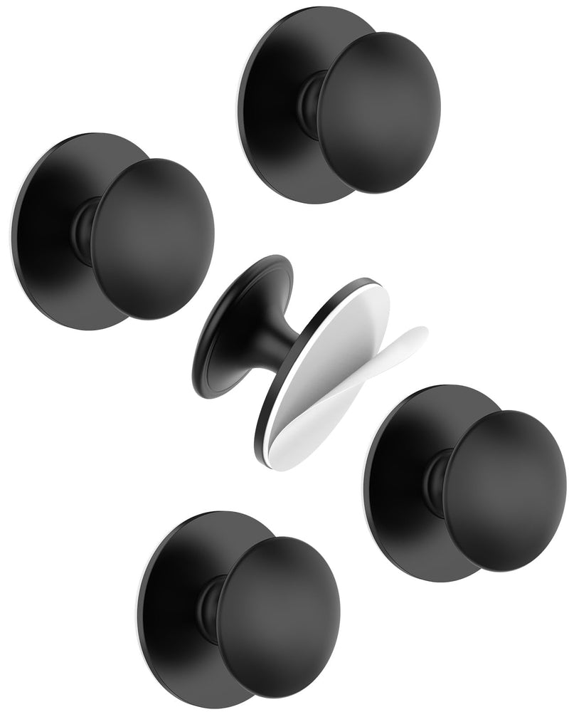 5 Pack Black Cabinet Drawer Knobs, Self-Adhesive Kitchen Handles, Self-Stick Hardware Cabinet Knobs, No-Punch Peel and Stick Knobs for Refrigerators, Dressers, Kitchen Cabinets, Windows, Closets 5
