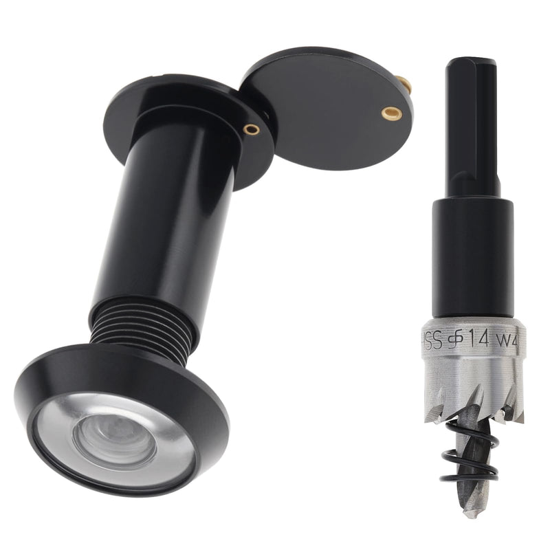 Door Viewer Peephole, Solid Brass 180 Degree Peephole with 5/9 Inch Drill Bit for 1-3/8" to 2-1/6" Doors, Door Viewer with Privacy Cover for Office Home Hotel (Black) Black