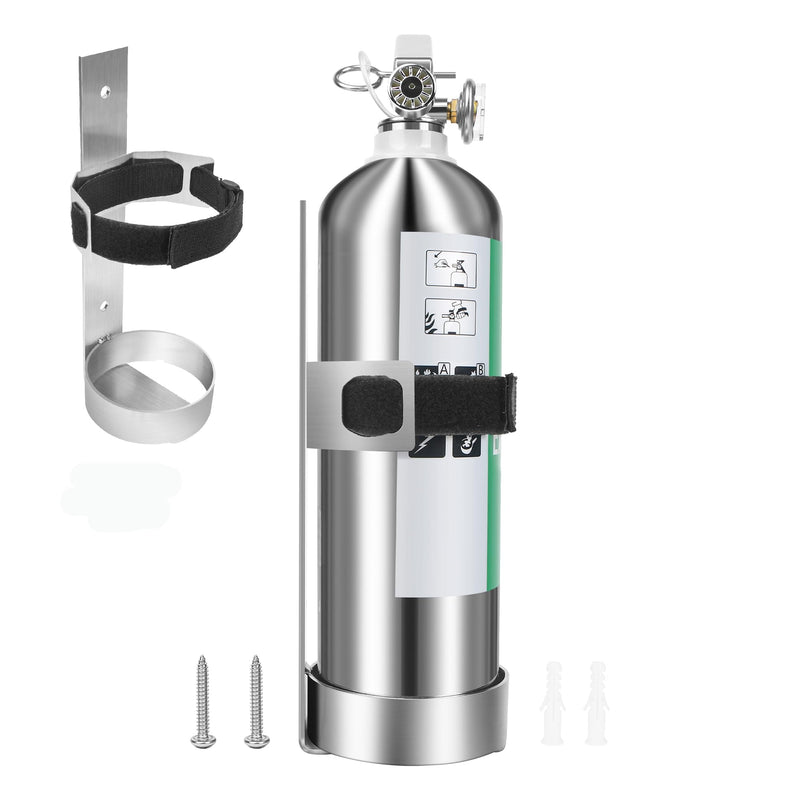 Boat Steel Fire Extinguisher Bracket,304 Stainless Steel Mounting Bracket with Adjustable Straps, Heavy Duty Fire Extinguisher Metal Bracket Compatible with Fire Extinguishers(White/Silvery) (Silver) Silver