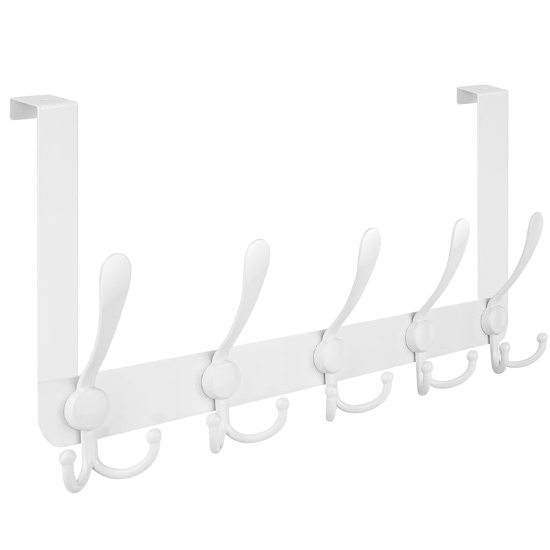 TICONN Over The Door Hooks, 5 Heavy Duty Tri Coat Rack All Metal Coat Hanger for Jacket Hat Towel Bags in Bathroom Bedroom Dorm (White, 1PK) 1 White