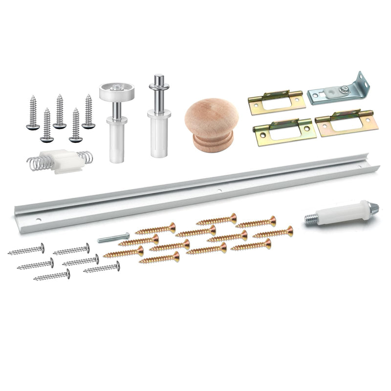 Bifold Closet Track Kit, 24inch Length, Steel Track, White (1 Kit) 24 Inch