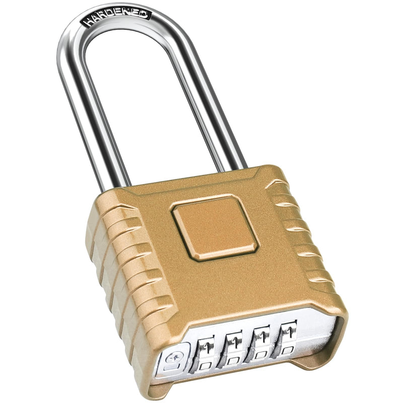 Diyife 2.3in Long Combination Padlock, Large Heavy Duty Outdoor Padlock [One-Touch Unlocking] High Security Weatherproof, Hidden Password Design Suitable for Locker, Gym, Garden, Fences, Garage Brass 2.3in Long, 1 Pack