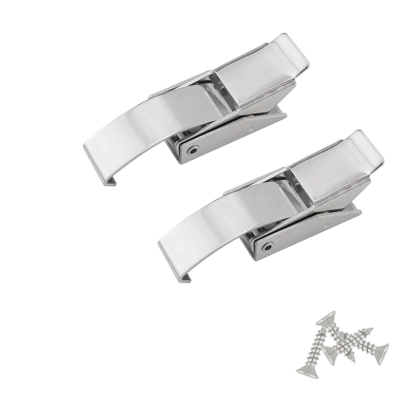 2PCS Small 304 Stainless Steel Draw Toggle Latch Spring Toggle Lock Buckle Spring-Steel Hook with Screws S(72mm)