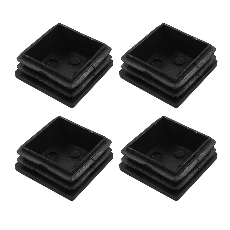 4 Pack 1-1/2" Square Plastic Plugs, Black Tubing End Caps Plugs Insert for Square Tube and Furniture Legs Length: 1-1/2" 4 Pcs