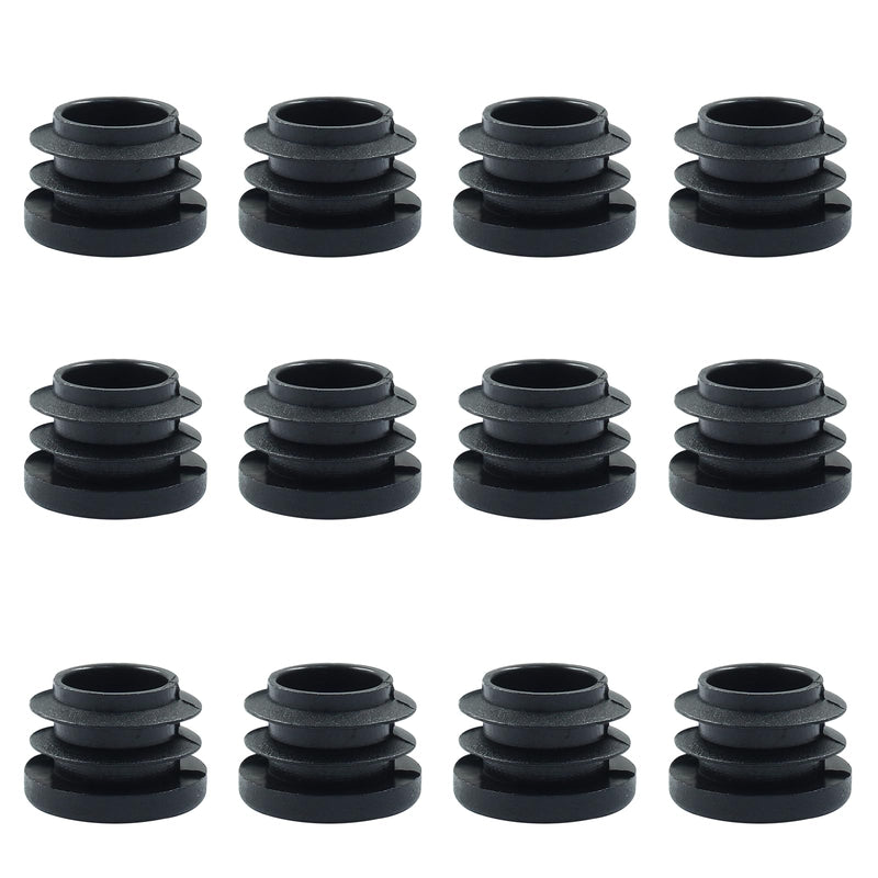 12 Pack 3/4 Inch (19mm) Round Plastic Hole Plugs, Black Pipe Tubing End Cap for Round Metal Tube Diameter: 3/4" 12 Pcs
