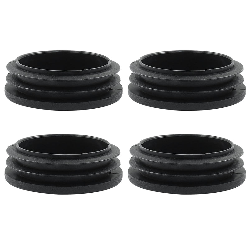 4 Pack 2 Inch (50mm) Round Plastic Hole Plugs, Black Pipe Tubing End Cap for Round Metal Tube Diameter: 2" 4 Pcs