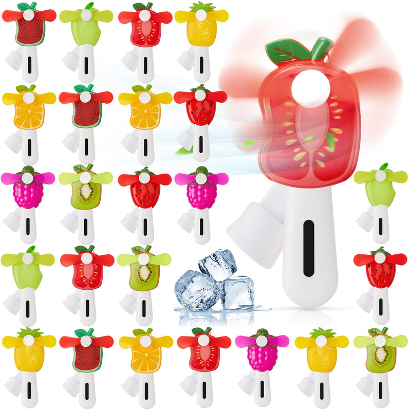 Rossesay 24 Pcs Mini Plastic Handheld Portable Fan Hand Press Small Cute Party Favors Hand Press Manual Cooling Fan for Summer Outdoor Cooling Gifts (Fruit)