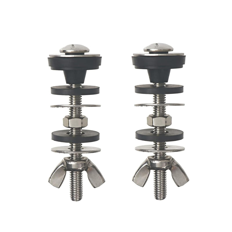 2PCS Universal Toilet Tank to Bowl Bolt Kit, Heavy Duty Bolts Toilet Bolts with Waterproof Stainless and Rubber Washers Gasket, Extra Long Nuts Easy to Install 2