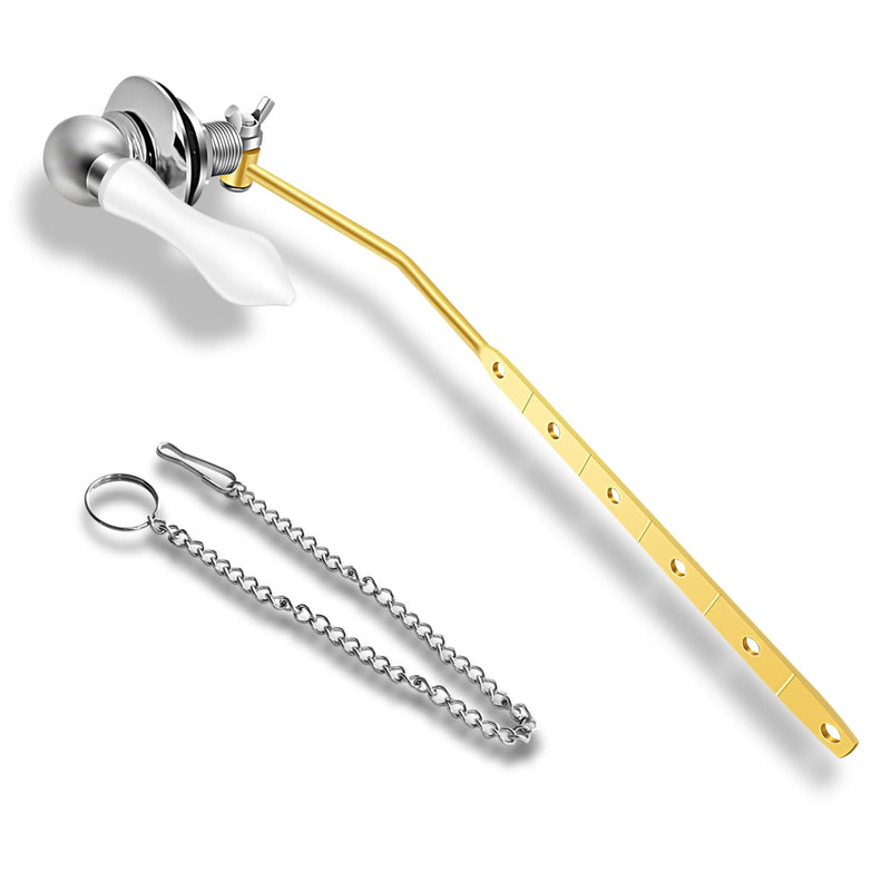 Boltigen Toilet Handle Replacement Kit, Front Mount Flush Handle for Toilet Tank, White Toilet Lever Replacement with Stainless Steel Flapper Chains, for Universal Toilets Flush Repair 1