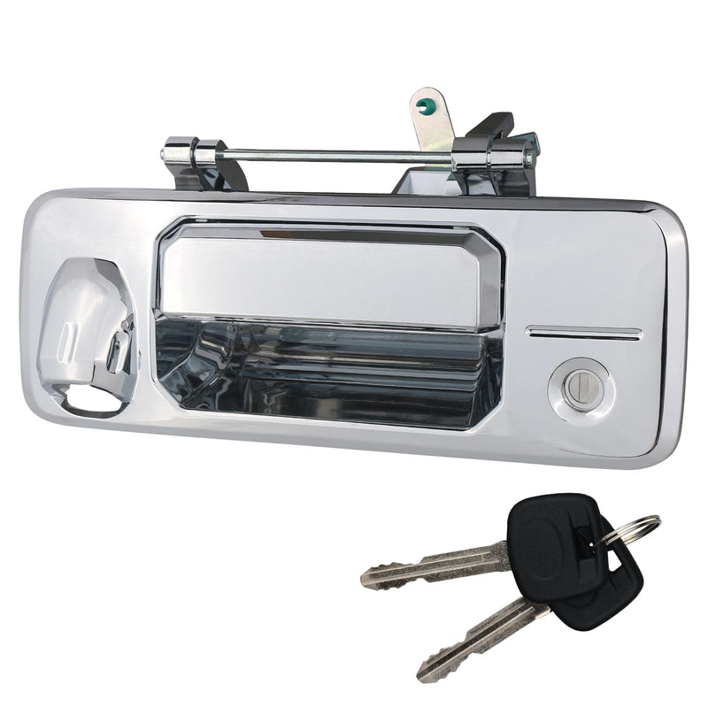 Tailgate Handle w/Rear Camera Hole Liftgate Latch Handle with Key Lock Cylinder for Toyota Tundra 2014-2021 Toyota Tacoma 2016-2021 Replaces 69090-0C090 69090-0C091 Chrome