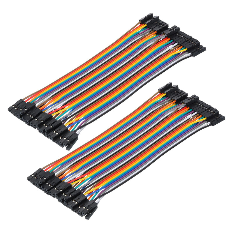 MECCANIXITY Female to Female 40Pin Breadboard Jumper Wire 2.54mm Pitch Ribbon Cable 15cm Long Electronics Breadboard Ribbon Cables for Breadboard Electronic Projects Pack of 2