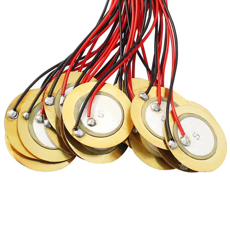 20Pcs 20mm Piezo Discs with 3.81" Leads Mic Drum Trigger Acoustic Pickup CBG Guitar Piezo Amplifiers Discs Transducer