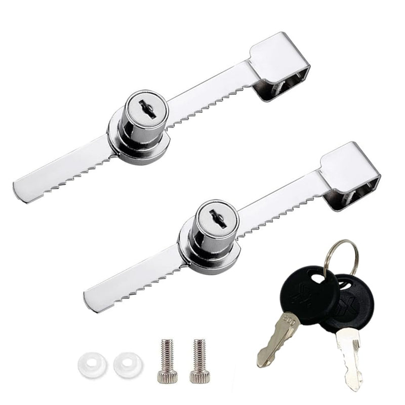 Sliding Glass Door Ratchet Lock with Chrome Finish,Glass Display Case Lock,Keyed Alike Showcase Display (2) 2