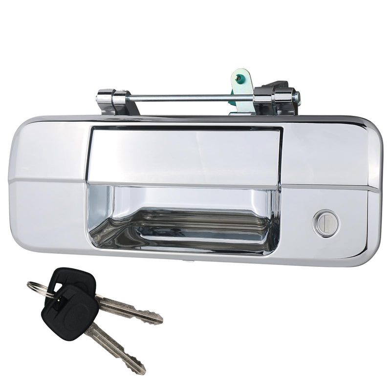 Exterior Tailgate Handle with Keyhole for Toyota Tundra 2007-2013 Lock Cylinder Liftgate Latch Handle Assembly without camera hole Chrome
