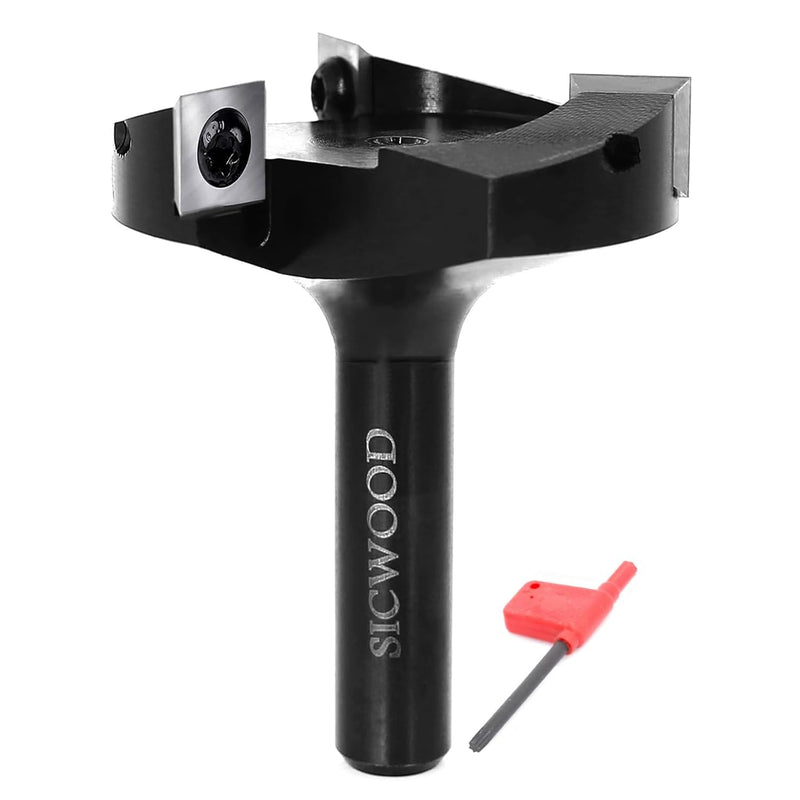 Slab Flattening Router Bits 1/2 Shank, 2-3/8”Cut Dia, 12*12*1.5mm Insert, CNC Spoilboard Surfacing Router Bits, Planing Router Bits, for Flycutter/ Slab Leveler/ Rabbeting 2-3/8" Dia,1/2 Shank, 3-Wing Surfacing Bit 1/2 Shank