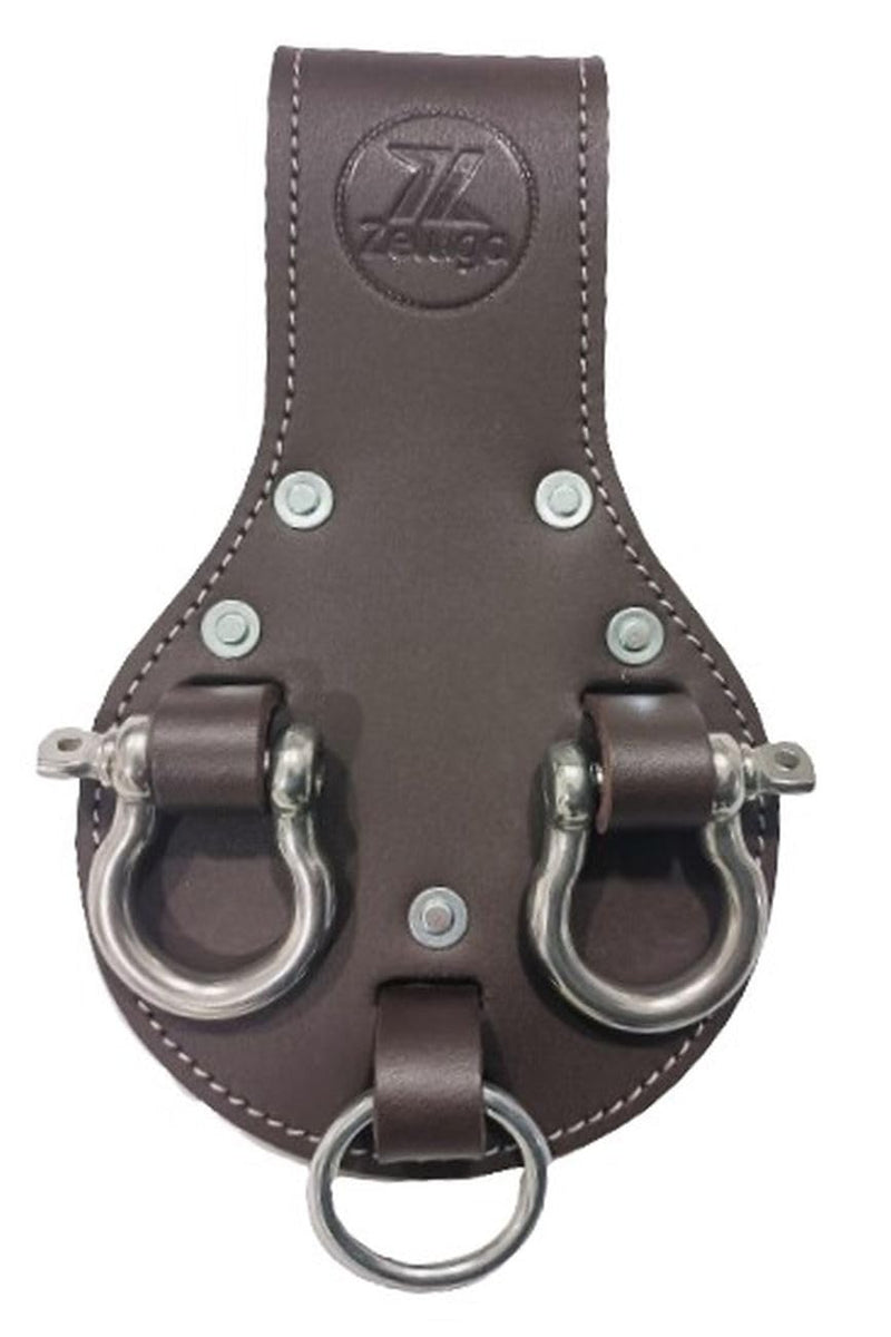 Premium Leather 3 Rings Spud Wrench Holder, Heavy Duty Bull Pin Holder for Tool Belt, Tunnel Connection Coffee