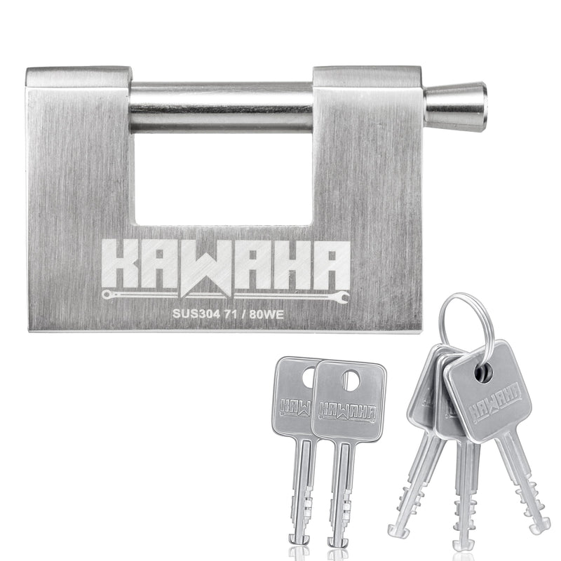 71/80KD-5SK Stainless Steel D-Shaped Heavy Duty Padlock with Key for Garage Door, Containers, Shed and Warehouse (3-1/8 inch, Keyed Different - 5 Stainless Steel Keys) 3-1/8 Inch Keyed Different - 5 Keys