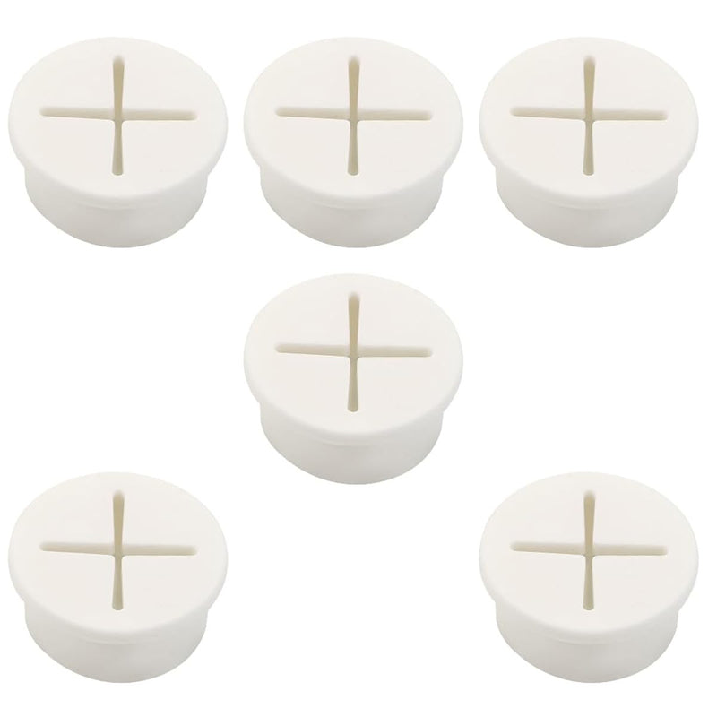 6 Pcs 1 Inch White Desk Grommets, Easily Solve Cable Management Issues, Flexible Silicone Cable Cord Grommet for Table and Other Furnitures Hole Cover