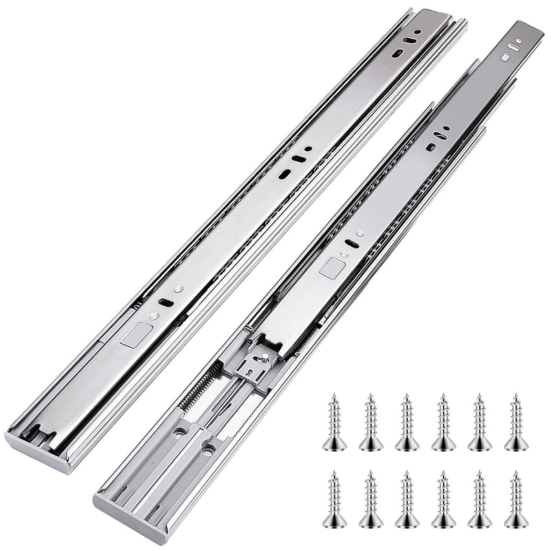 10 inch Drawer Slides 1 Pairs (2pcs) Soft Self Close Full Extension Ball Bearing Drawer Slides 3 fold Full Stretch Side Mount Drawer Slides 100 LB Capacity Drawer Slide 10" Silver 10inch-250mm