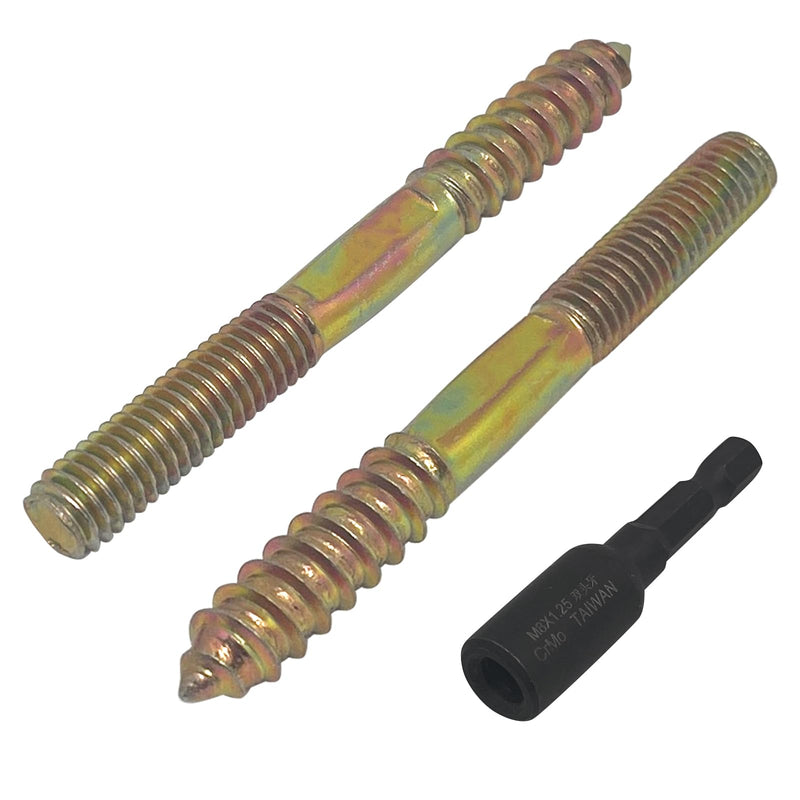 10pcs Hanger Bolts Double Headed Bolts Self-Tapping Screw Kit,with M8x1.25mm Hanger Bolt Driver,for Furniture Wood Connection(M8x75mm), zinc plated - NewNest Australia