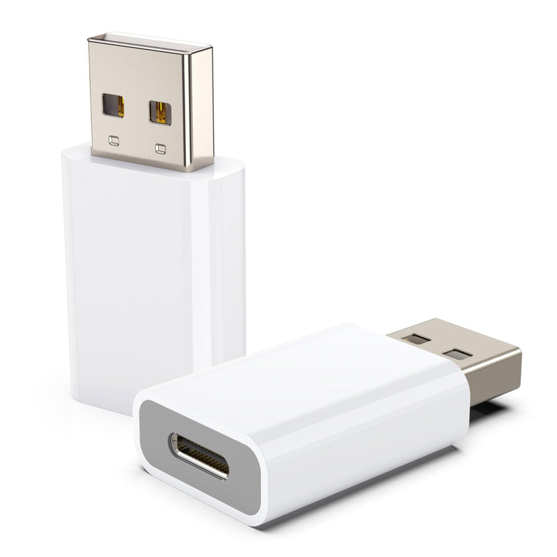 USB to USB C Adapter,USB-C Female to USB Male Adapter Compatible with Apple MagSafe Watch 10/9/8/7/SE/Ultra,Car,iPhone 16 15 14 13 12 Mini Pro Max,iPad,Galaxy,Pixel 7 6 5,CarPlay,Wall Plug 2 Pack White