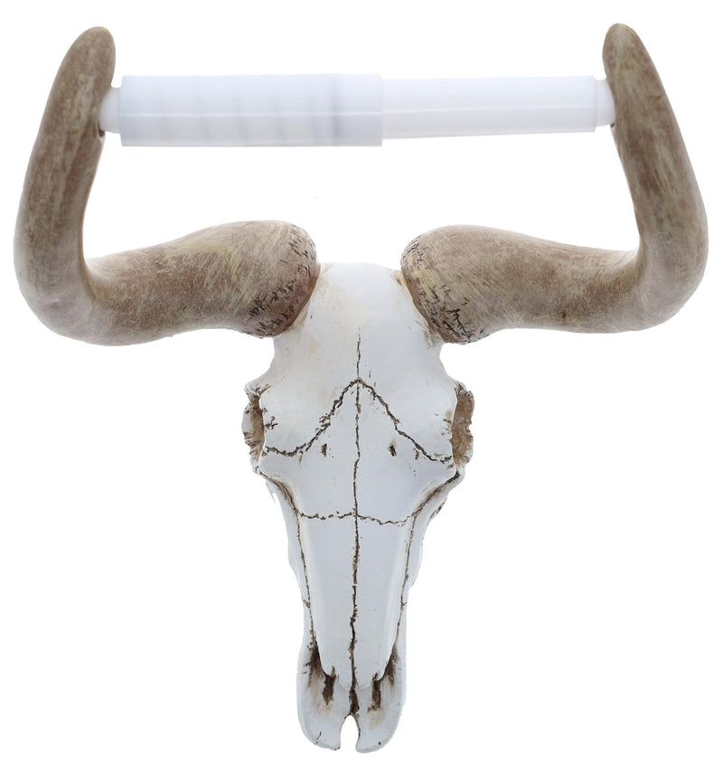 Bull/Cow Skull Wall Mount Toilet Paper Holder – Rustic Western Bathroom Décor