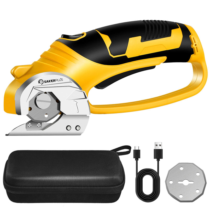 Cordless Electric Scissors,4V Rechargeable Cardboard Box Cutter Heavy Duty Fabric Scissor with Safety Lock & LED Light,Power Rotary Cutter for Leather Carpet Plastic Cutting,Sewing,Crafting Rotary Cutter with Carrying Case