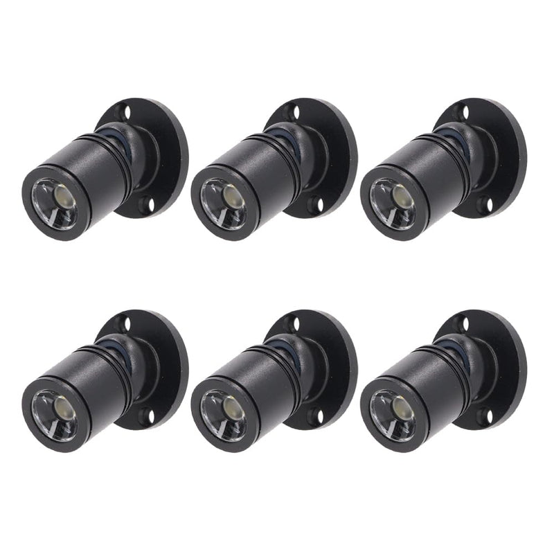 Dimmable 12V LED Mini Spotlights for Display - 1.5W Daylight 6500K, Tiny Spotlights for Displays with Dimmer, Black - Pack of 6 Daylight - 6 Pack