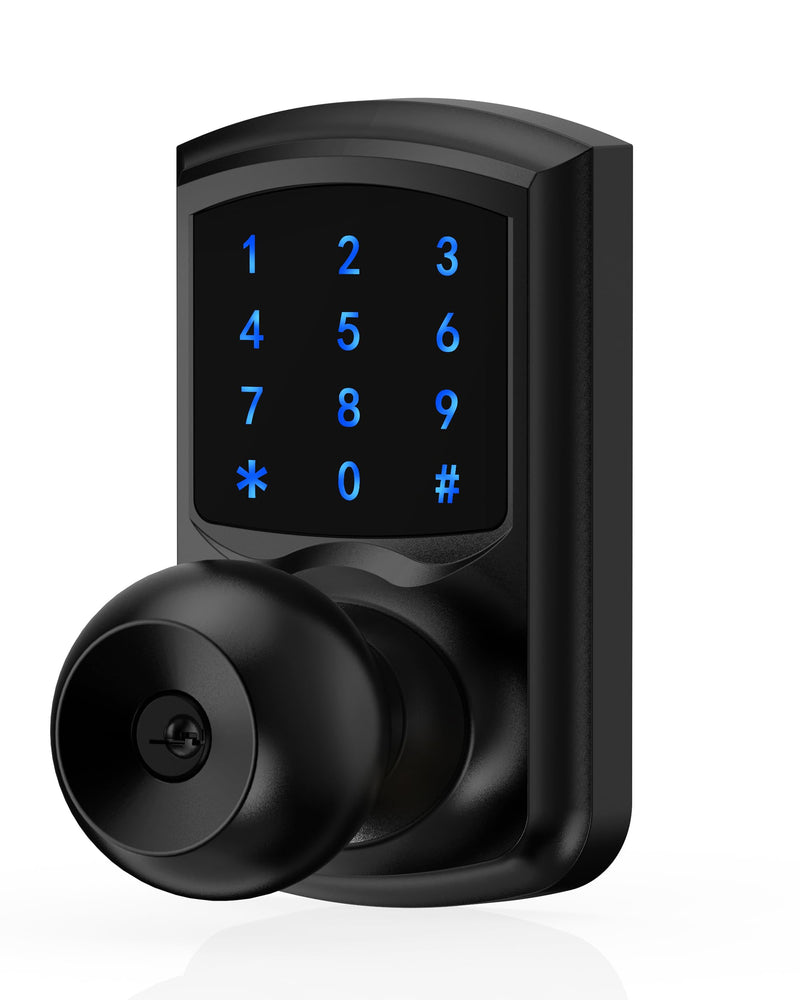 Hidalife Keyless Entry Door Lock with Code, Keypad Door Lock with Handle, Touchscreen Digital Lock with Keypad for Front Door, Auto-Lock, Matte Black