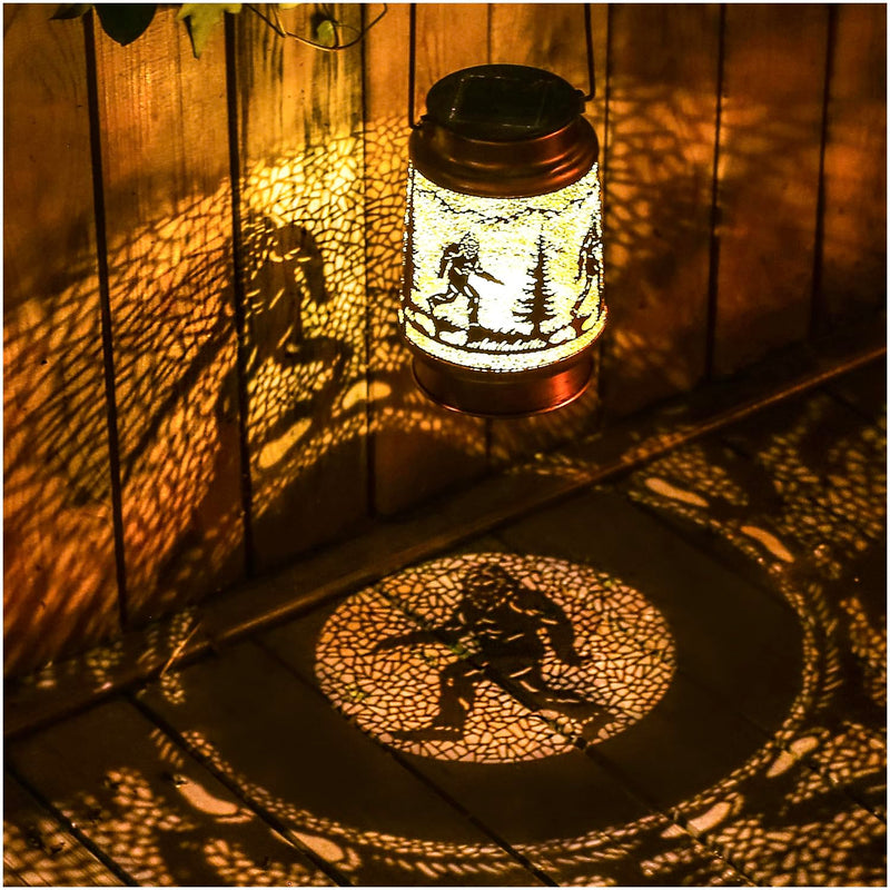 Bigfoot Solar Lanterns Outdoor Waterproof Hanging Solar Lights Big Foot Sasquatch Gifts for Men Women Metal Decorative LED Lanterns for Yard, Patio, Lawn, Tabletop, Pathway, Landscape, Garden Decor 1 Bigfoot