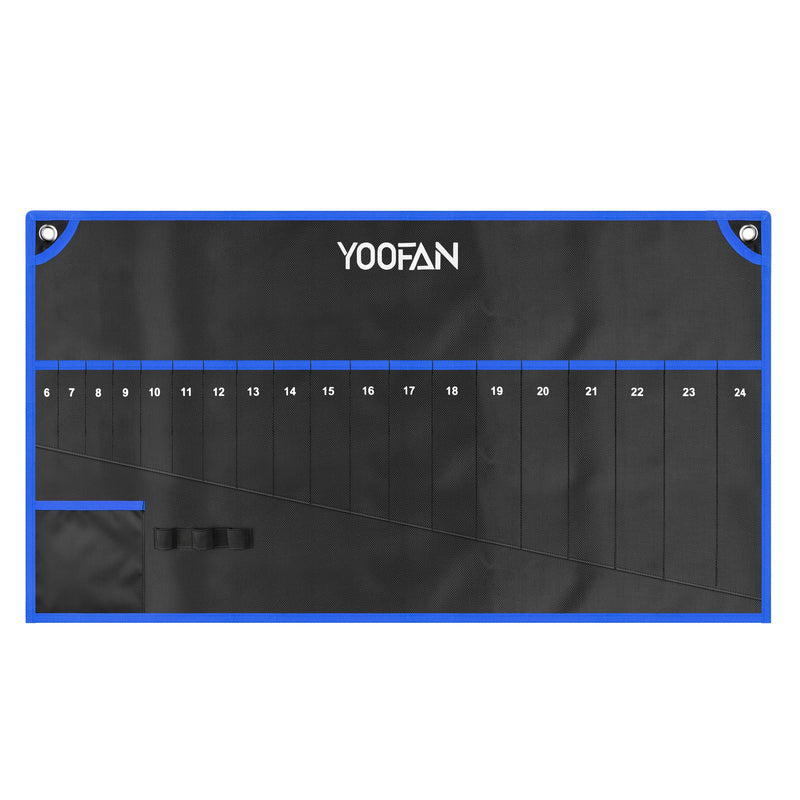 YOOFAN Wrench Roll Up Pouch – Wrench Organizer Bag with Handle, Wrench Holder for Hanging (19+1 Metric) 19+1 Metric