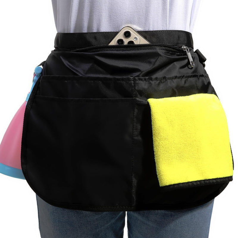 Small Size Cleaning Caddy Apron for Women with 5 Pockets, Professional Waterproof Cleaning Supplies for Housekeepers Small Black 1