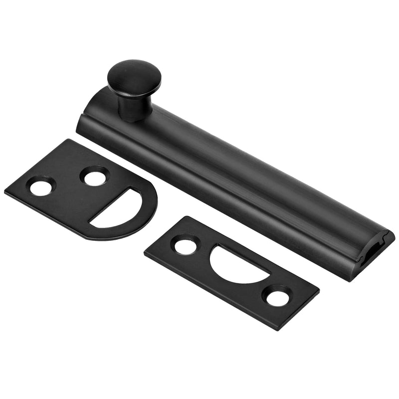 Solid Brass Surface Bolt 3 Inch, Heavy Duty Concealed Slide Surface Door Bolt, Black Black-1 Pack