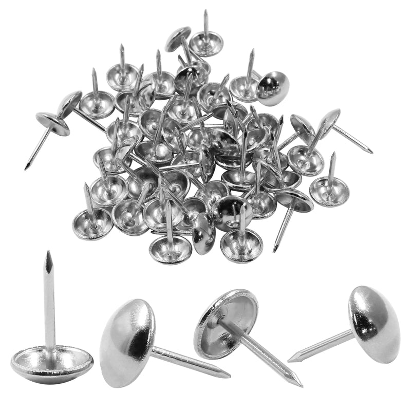 100Pcs 7/16 Inch (11mm) Silver Upholstery Tacks, Antique Round Metal Thumb Tacks Furniture Upholstery Pins for Cork Board, Sofa, Couch, Craft, DIY Decoration 7/16"