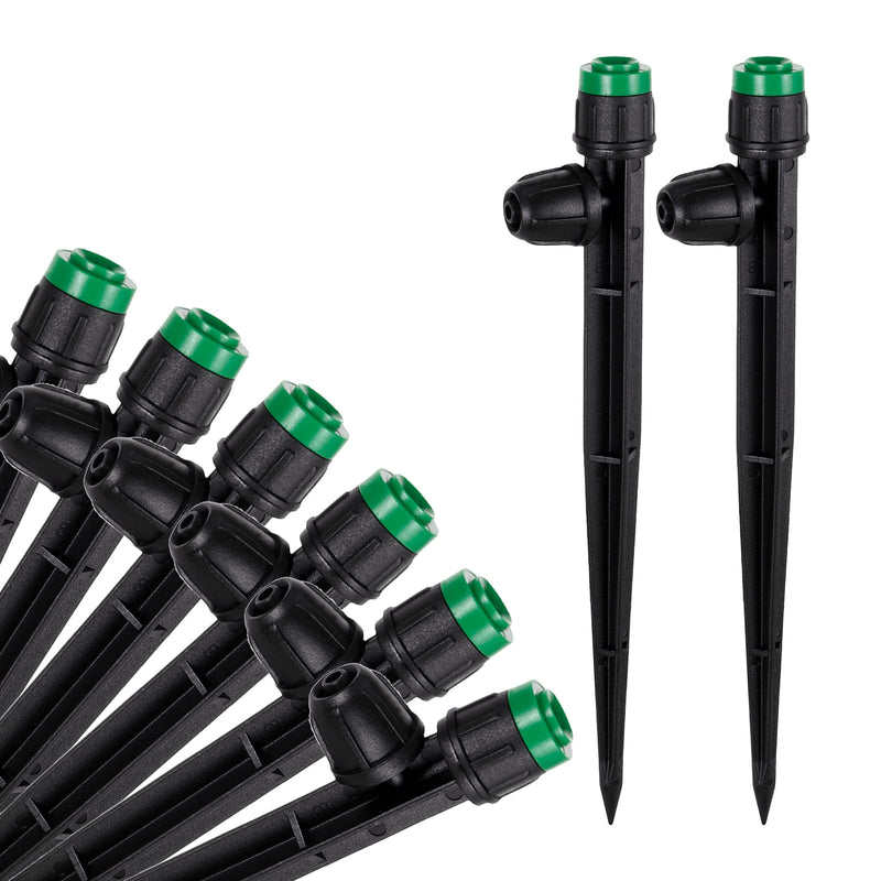 50pcs Drip Irrigation Emitters Sprayer for 1/4" Drip Irrigation Tubing Adjustable 360 Degree Water Flow Drippers on 6.5" Sturdy Stake with Lock Barbed Irrigation Drippers for Watering System 50Pcs Sprayers