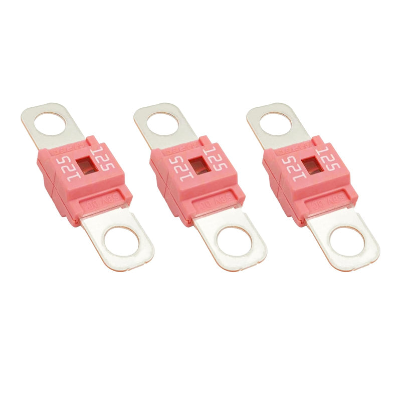 Pack of 3 AMI/Midi Fuse 125 Amp High Current Fuse Bolt-on Fuse, commonly Used in Cars, Trucks, Construction Vehicles, Agricultural Machinery, caravans, Passenger Cars, Electrocar Golf Cart(125 A) 125A