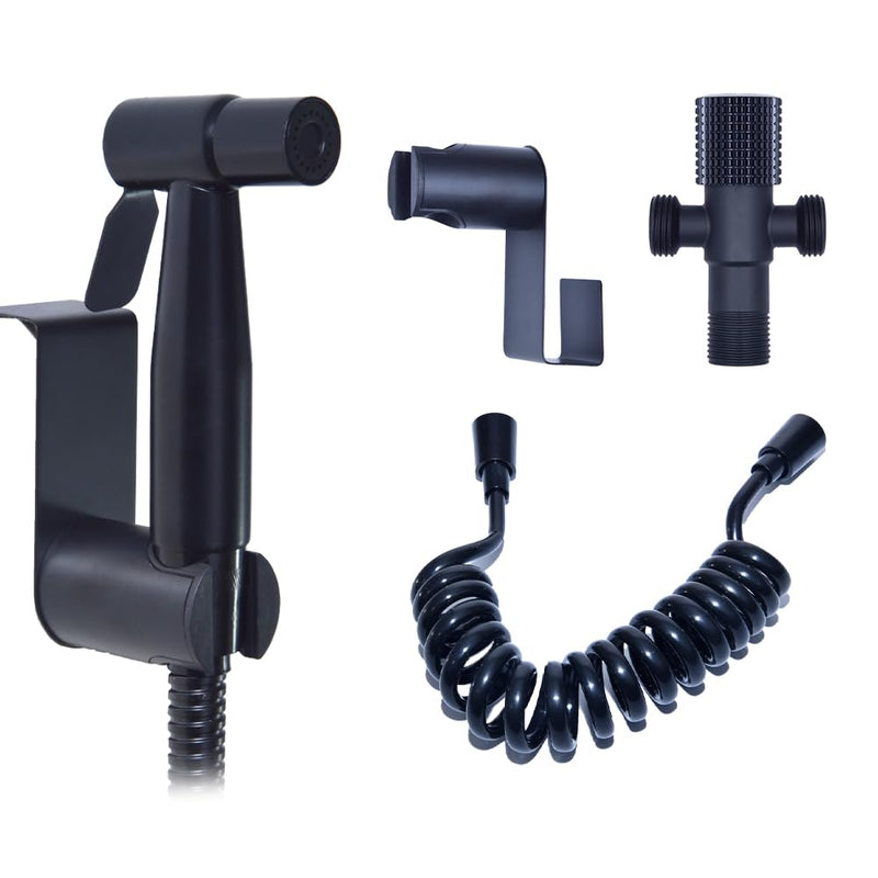 MLD Toilet Companion Bidet Pet Cleaning Bathing Caliber Pressurized Water-Saving Copper Metal Valve Body for Multi-Purpose use, Toilet, Bathtub, Bathroom Cleaning(3 Styles) (Dark Black)