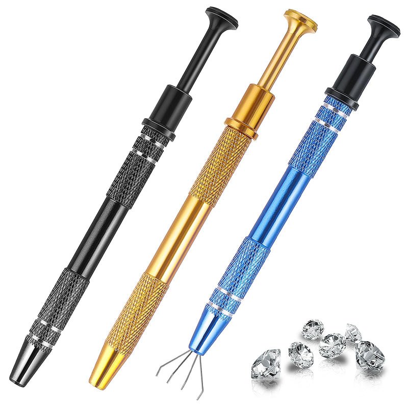 3Pcs Piercing Ball Grabber Tool, 4 Claw Jeweler's Pick Up Tool, Mabor Piercing Ball Gripper Stainless Steel Pearl Grabber Pick Up Tool for IC Chip Electronic Components Small Parts