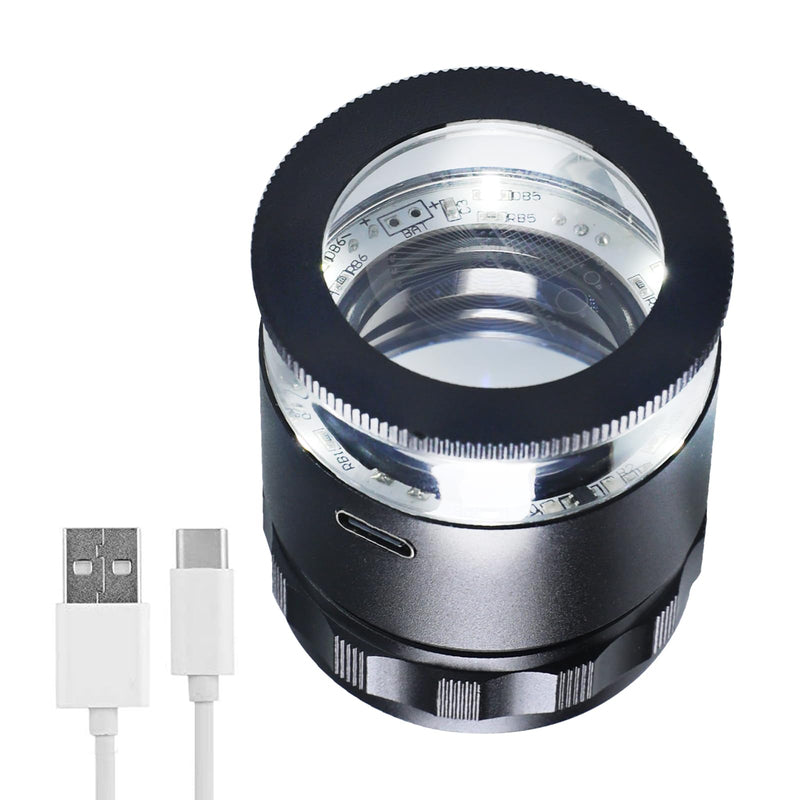 10X Rechargeable Jewelers Loupe Magnifier with LED Light & Detachable Reticle Scale, 25mm Field of View, Adjustable Focus Scale Loupe Jewelry Magnifying Glass for Gems, Coins, Watches, Close Work