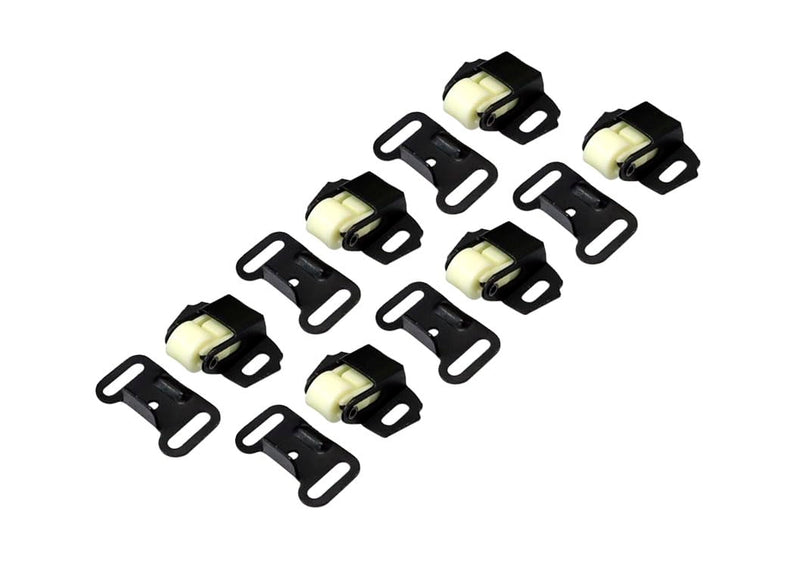 QCAA Single Roller Wheel Spring Cabinet Furniture Closet Door Catch Latch, Matte Black, Made in Taiwan, 6 Pack Shape B-Matte Black