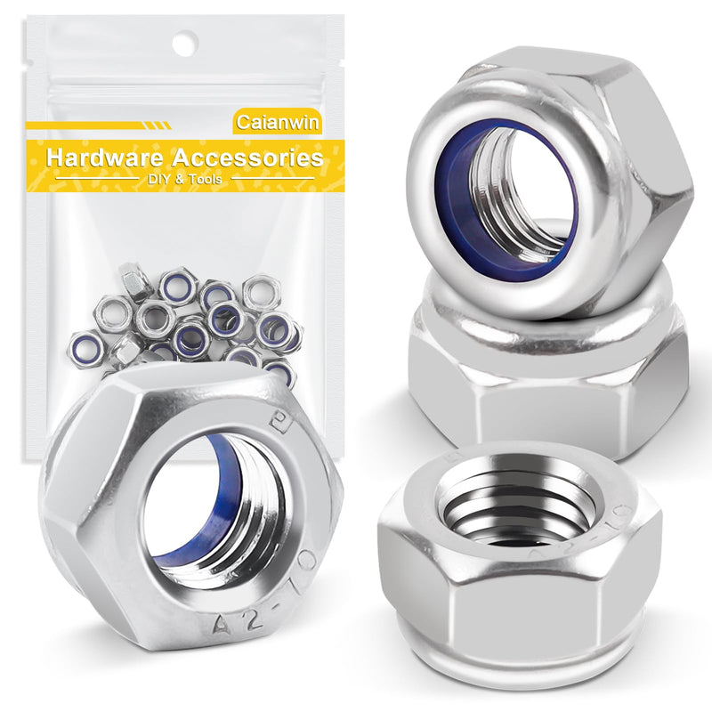 50Pcs M3-0.5mm Nylon Insert Hex Lock Nuts DIN985 Stainless Steel A2 Self Locking Nuts for Industrial Construction Fasteners 50 M3×0.5