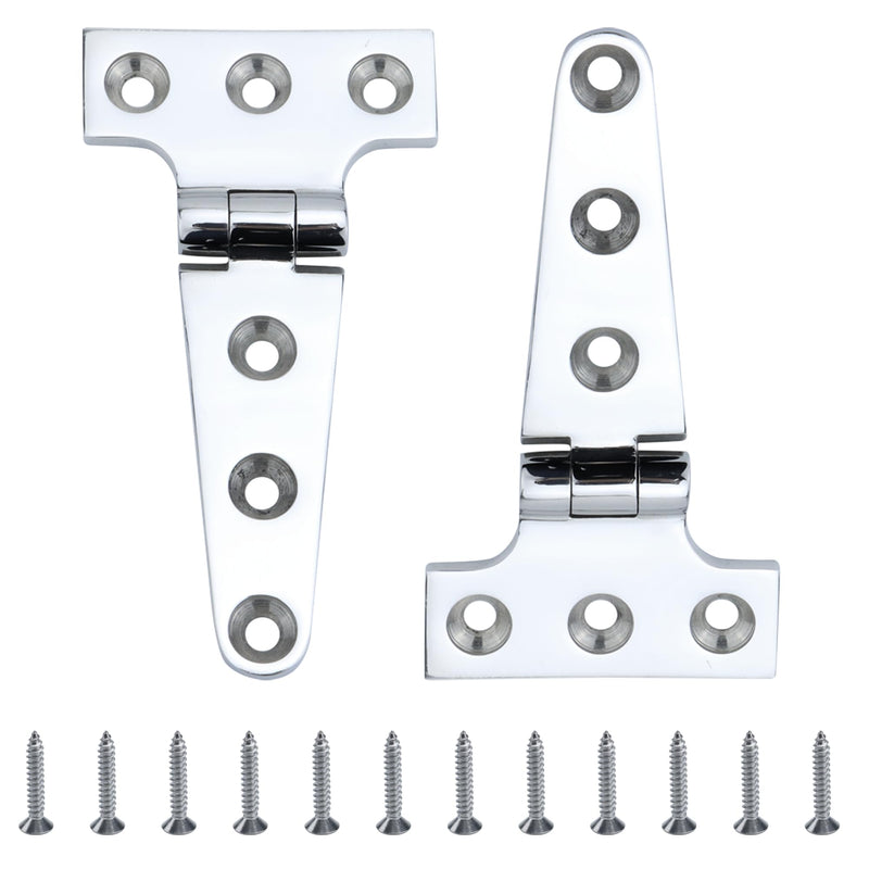 SHENGHUISS 316 Stainless Steel T Hinge Heavy Duty Boat Hinges Marine Grade Casting Strap Cabinet Door Hinge W/Fasteners 2/4 Pack with Screws for Boat/Yacht/Door/Window/RV (4 inch/6 inch/8 inch) 4 inch x 2 inch 2 Pack