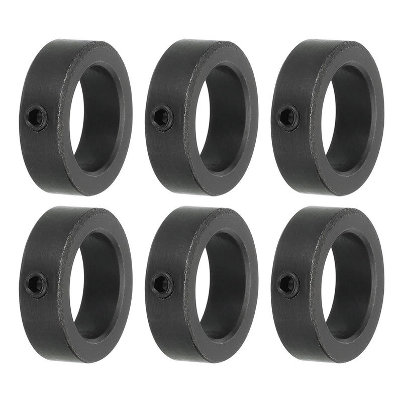 MECCANIXITY Shaft Collar 0.9 Inch Bore Carbon Steel Set Screw Style Clamping Collars Black 6 Pcs