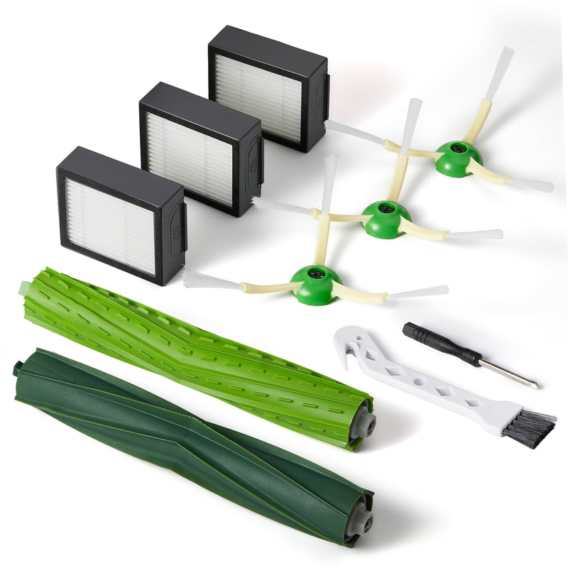 Replacement Parts & Accessories for iRobot E, I & J Series, Combo i5, j5 Series Robot Vacuum, Dual Multi-Surface Rubber Brushes & 3 HEPA Filter & 3 Edge-Sweeping Brushes e i j series