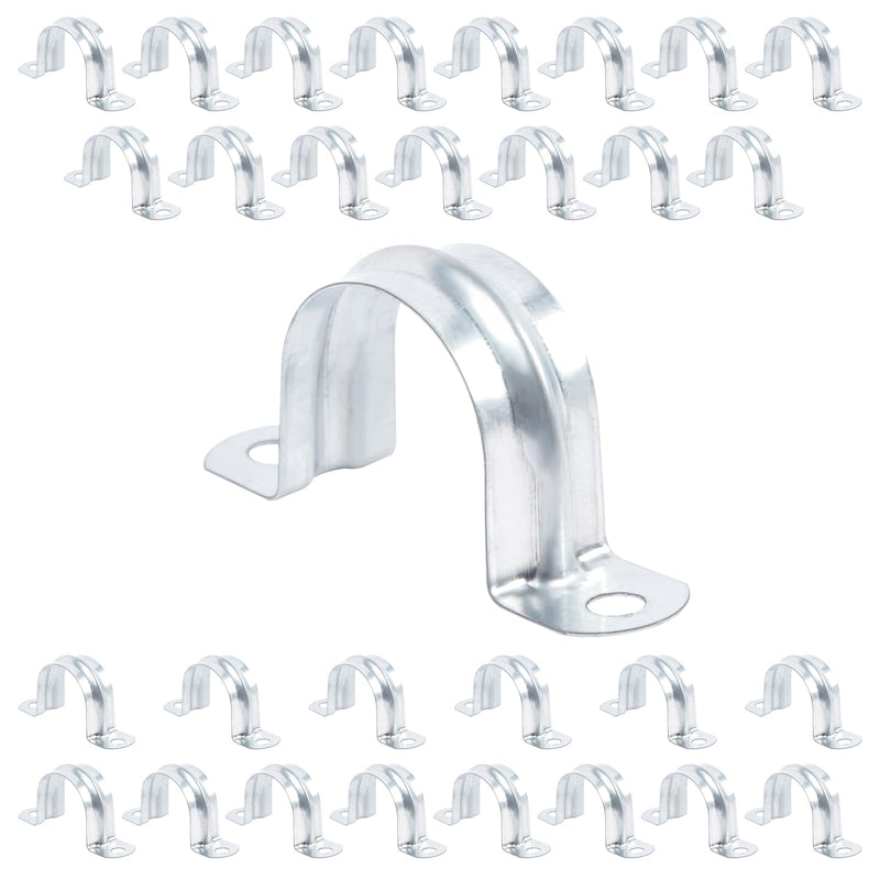 3/4 Inch（20 mm） Reinforced Rigid Pipe Strap,30 PCS 2 Holes U Bracket Cable Clamp Hanger,Zinc Coated Tension Tube Clip,Conduits Strap Clamps for Pipe Fixing on Various Surfaces 3/4Inch(20mm) 30PCS
