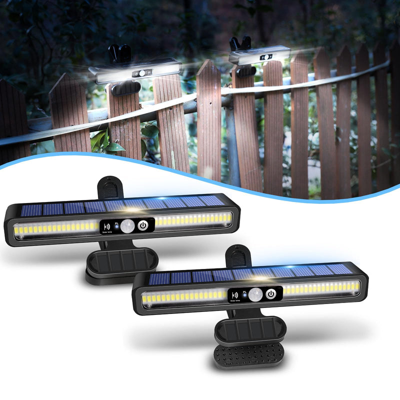 Clip On Solar Motion Lights Outdoor Waterproof, 2 Pack Solar Fence Lights Outside with 36 LEDs, 6000K, Portable Solar Powered Security Light for Fence Garage Camping Cool White (6000K)