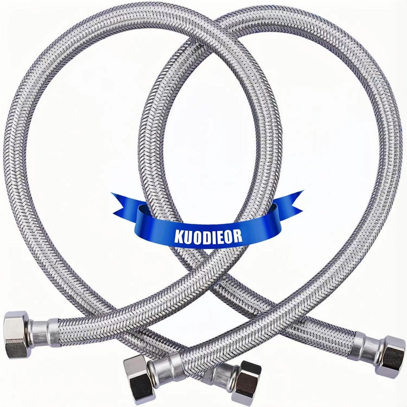 Universal Flexible Faucet Hose Connector, 24-Inch x 3/8" Comp x 1/2" FIP, Premium Braided Stainless Steel Faucet Water Supply Line for Kitchen Bathroom Sink Faucet (2-Pack) 24 Inch
