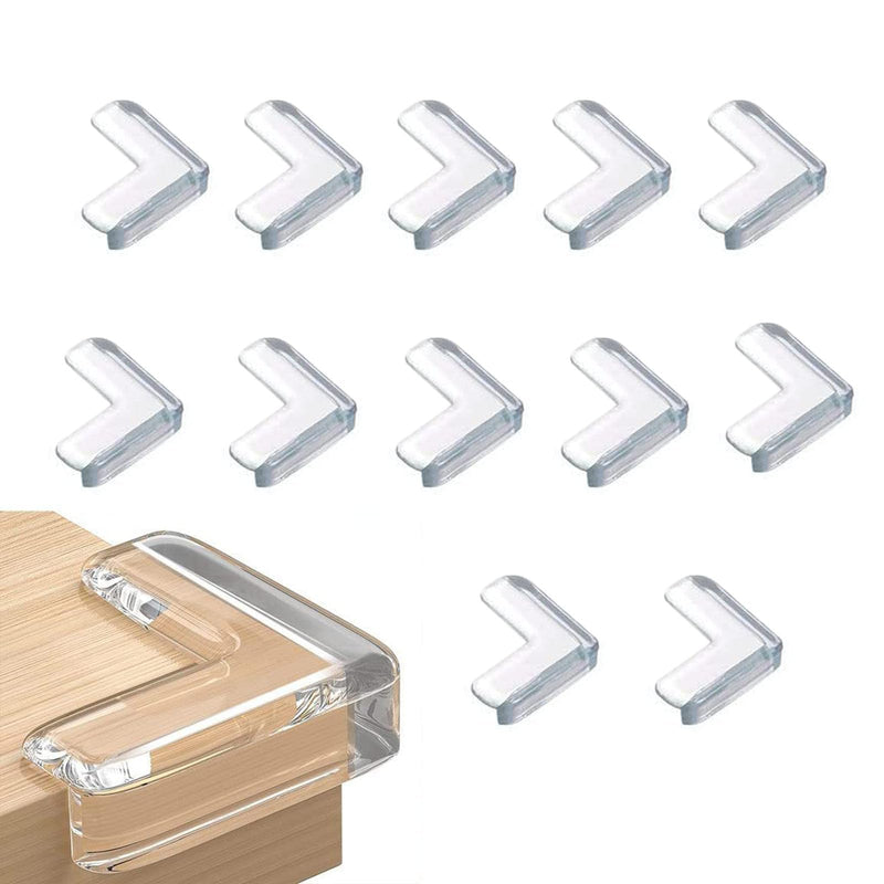 Corner Protector, Baby Proof Furniture Corner Guards, Safety Bumpers & Cushion to Cover Sharp Furniture & Table Edges,Clear and Transparent,Pre-Taped (12 Count L-Shape(Park of 1)) 12 PCS (L-Shape)
